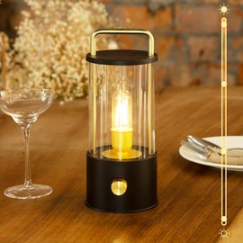 LUSHARBOR Cordless Table Lamp, Portable Lantern Rechargeable LED Battery Operated Lamp Stepless Dimming, Hanging Desk Bedside Small Table Lamp for Nightstand Camping Tabletop Bedroom Black