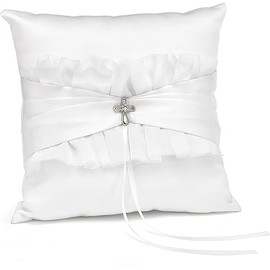 Paper Frenzy Religious Cross Faith and Love Wedding Ring Bearer Pillow, Faith and Love Religious