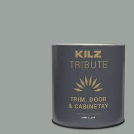 KILZ Tribute Cabinet Paint & Trim Paint, Interior/Exterior, Semigloss, Stone Cold, 1 Quart