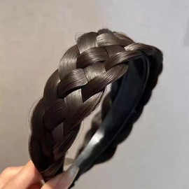 Diadema Trenzada Desordenada con Dientes, Cabello Sintético Trenzado, Trenzas de Alta Elasticidad, Banda para El Cabello de Cola de Pez, Postizo para Niñas, Mujeres, Mamás, Cabello Grueso,