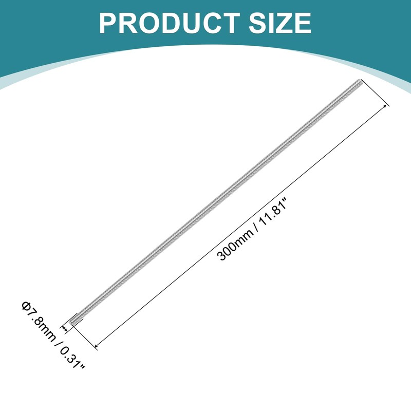 uxcell 2Pcs Fully Threaded Rod, M8 x 300mm 304 Stainless