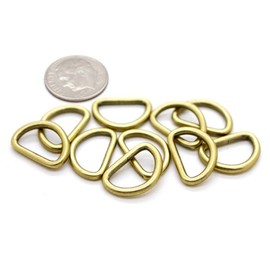 CRAFTMEMORE 3/8 or 1/2 Inch Tiny D-Ring Findings Metal Welded D Rings for Zipper Puller Lanyard Purse Making DIY Craft 50pcs (Antique Brass, 1/2 Inch)