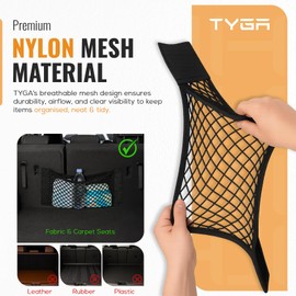 TYGA Car Boot Cargo Net, Elastic Mesh Storage Organiser for Front, Back Seat or Boot, Easy to Install, (50 x 25 cm) (Black) (Pack of 1)