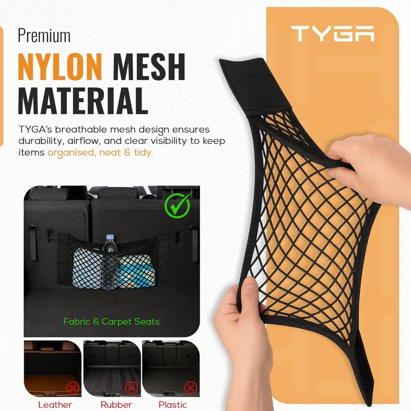 TYGA Car Boot Cargo Net, Elastic Mesh Storage Organiser for