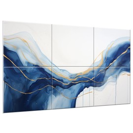 JBER Art Acoustic Panels, 6 Pack Self-Adhesive Large Wall Art Paintings for Wall Decoration, Sound Absorbing Panels for Living room, office. (Blue Gradient, 47.2" × 27")