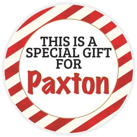 This is a Gift for Paxton - Circle Sticker Decal 3 Inch - Candy Cane Merry Christmas Gift Tag Present Tree Holiday Custom Name Santa Claus