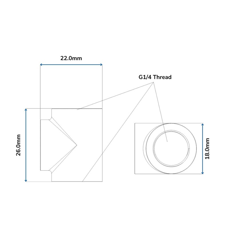 Bykski G 1/4in. Triple Female 90 Degree T Adapter Fitting