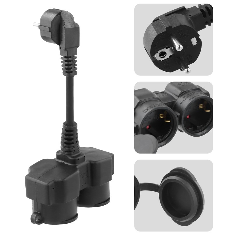 Socket Distributor Outdoor Double Plug for Outdoor Socket, 3500 W,