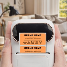 FINDAT Orange Thermal Labels 50 x 25 mm Rectangular Waterproof Vinyl Printable Thermal Stickers for Barcode Office Home Compatible with M110 M220 T50M Label Printer Pack of 350