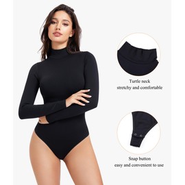 Irisnaya Long Sleeve Bodysuit for Women Turtleneck Long Sleeve Body Suits High Neck