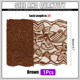 Swpeet 5 Yard by 3.15" Wide Black Lace Fabric Stretch Elastic, Trim Lace Ribbon, Elastic Sewing Trim Ribbon for Garment, Headbands, Wedding Bouquet Making DIY Crafts