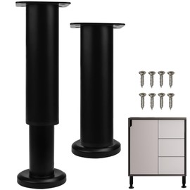 SLTAXAR Pack of 2 Furniture Feet Height Adjustable, Furniture Feet Metal Black Adjustable 18-30 cm Furniture Feet, Height Adjustable Furniture Legs, Bed Feet, Adjustable Support Feet for Furniture