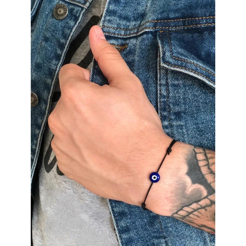 Luck Strings Men Evil Eye Black String Bracelet Blue Evil