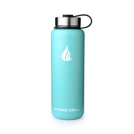 HYDRO CELL Stainless Steel Water Bottle w/ Straw & Wide Mouth Lids (64oz 40oz 32oz 24oz 18oz 14oz) - Keeps Liquids Perfectly Hot or Cold with Double Wall Vacuum Insulated Sweat Proof Sport Design (Teal 40oz)