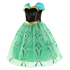 Princess Costume for Girls Green Dress Up with Accessories for Toddler Cosplay Christmas Birthday Party (110 3-4 Years)