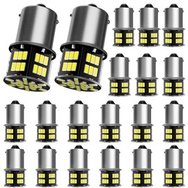 JEFLYM 20 Pcs 1156 1141 Led Bulbs for RV, P21W 1003 1073 7506 BA15S RV LED Interior Bulb,3014 54 SMD LED Replacement for 12 Volt RV Interior Camper Boat Trunk Interior Lights