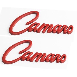 2Pc Camaro Emblem 3D Metal Badge Sticker Letter Nameplate Replacement for Camaro SS ZL1 Z28 (Red)