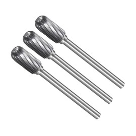 CoCud Tungsten Carbide Rotary Burrs File, 1/8" Shank 6mm Dia, Single Cut Cylinder Shape Rotary Burrs Tool - (Applications: for Metal Carving), 3-Pieces