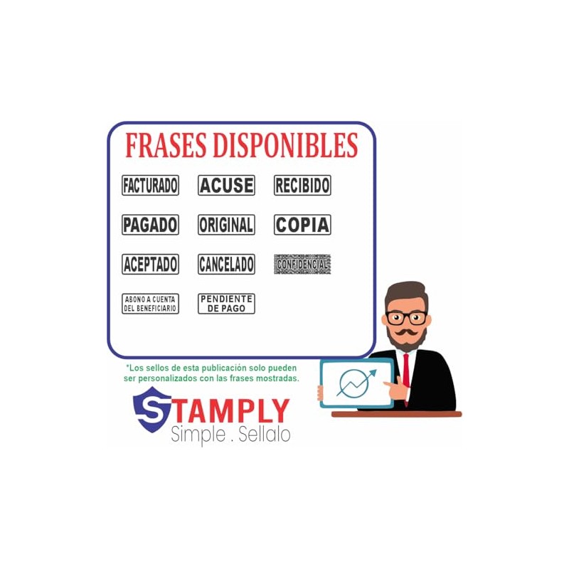 Sello Automático Empresarial, 1.4 x 3.8 cm, Frases Comerciales, Tinta