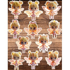Handmade Cute Glowing Fairy Cut Vinyl Stickers Set Notebook Laptop Waterbottle