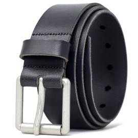 Ashford Ridge 38mm Full Grain Leather Roller Buckle Belt - Black - Medium