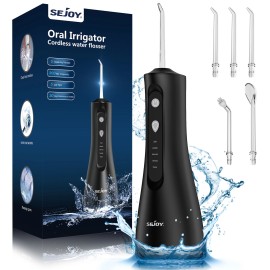 SEJOY Cordless Water Flosser Dental Oral Irrigator Water Floss Pick Teeth Clean Black