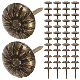 HANABASS 300 Piezas Tachuelas para Tapicería de Muebles Vintage, Clavos Decorativos de Hierro Bronce Antiguo para Sofás, Sillas y Puertas, Diseño de Flor para Bricolaje