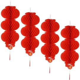 4String 12PCS 10Inch Palace Lantern Red Chinese New Year Decorations for Party Wedding Supplies Spring Festival Mid-Autumn Moon Festival Decorations Waterproof Party Room Garden Ornaments (Large)