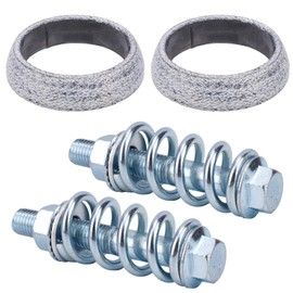 2pcs Exhaust Manifold Gasket & 2 Bolts Kit, High-Temp Sealed Donut Gasket with Shock Absorbing Springs for Car, Truck, SUV Exhaust System Repair (54mm)