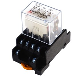Electromagnetic Relay, Power Relay, HH64P (LY4-J), 14 Pin Large Allowable Current, 1 Pack, Electromagnetic General Purpose Power Relay, Socket AC 110V, Universal Relay + Base (110V)
