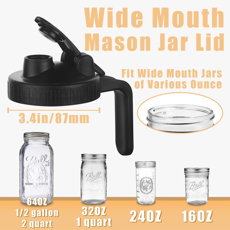 Mason Jar Pour Spout Lid for Wide Mouth Mason Jars,