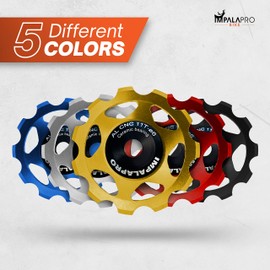 IMPALAPRO Bike Bicycle Front Derailleur Shift Rollers 11T Aluminium CNC Gear Pulley Ceramic Bearings - Bicycle Rear Derailleur Pulley - Shimano Rear Derailleur Roller - Bicycle Rear Derailleur (Gold)