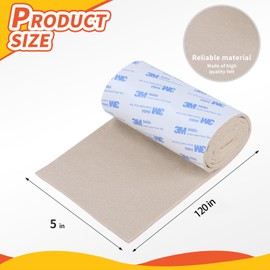 VOCOMO Felt Furniture Pads, Heavy Duty Felts Strip Roll with Adhesive Backing Felt Pads Furniture Feet Cuttable Felts Tape for Protecting Hardwood Floors(5 x 120 x 0.12 Inch, Beige)