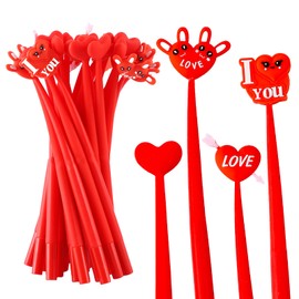 YimeBand 12 Pieces Heart Shaped Pens Valentine's Day Heart Ballpoint Pens Black Ink Decorative Cute Pens - Women Girl Heart Writing Ballpoint Pens for Office School Supplies Valentines Birthday