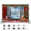 Pnylzzyxh Christmas Window Backdrop Red Curtains Snow Mountain Backdrop Holy