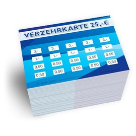 250 consumption cards DIN A7, total value 25 euros, practical alternative to tokens, for clubs, catering etc., easy cashless payment