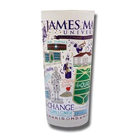 Catstudio Drinking Glass, James Madison University Glass Cup for Kitchen, 15oz Dishwasher Safe Tumbler for JMU Alumni