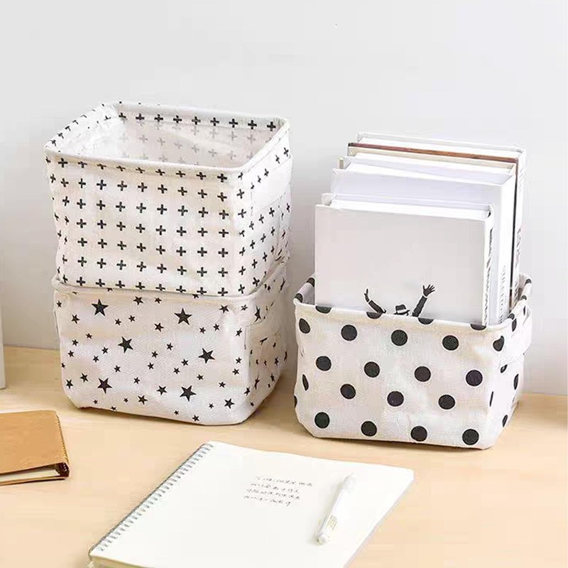 Small Storage Baskets, 4PCS Fabric Storage Basket Organizer with Handles,