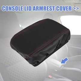 X AUTOHAUX Car Center Console Lid Armrest Seat Box Cover Protector Replacement Microfiber Leather for Honda Civic 2006-2011 Black Red