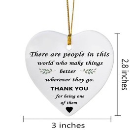 MeiFuJuW Thank You for Being One of Them Ceramic Ornament,Double Sided Heart Hanging Plaque Appreciation Gifts for Coworker Boss Work Bestie Team and Employees Teacher Birthday Christmas