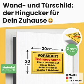 DankeDir! Teenager Zone - Plastic Sign 30 x 20 cm - Gift Idea Saying Room Door Sign Boys & Girls Teenagers Room Decoration Gift Idea Teenagers Door Decoration Birthday