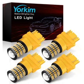 Yorkim 3157 LED Bulb Amber Bright 3156 LED Brake/Tail Lights with Projector - 3056 3156 3156A 3057 4057 3157 4157 T25 LED Blinker Light, Pack of 4