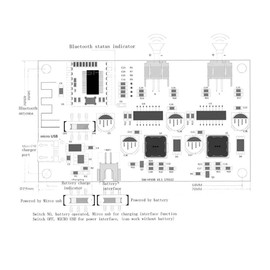 Bluetooth Power Amplifier Board 2×6W DC 5V/3.7V Lithium Battery with Management HF69B 4Ω 6Ω 8Ω