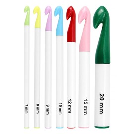 QWORK 7 Sizes Crochet Needle Set for Super Chunky Yarn or Fabric Strips - 20 mm, 15 mm, 12 mm, 10 mm, 9 mm, 8 mm, 7 mm