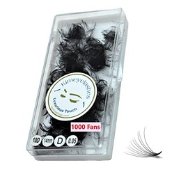 Kimeyelashes 8D 9D 10D 12D - 0.05 C and D Curl 500-1000 Premade volume fans loose Fans, Handmade eyelash extensions supplies Russian volume lash promade fan (12mm, 10D - Curl D)