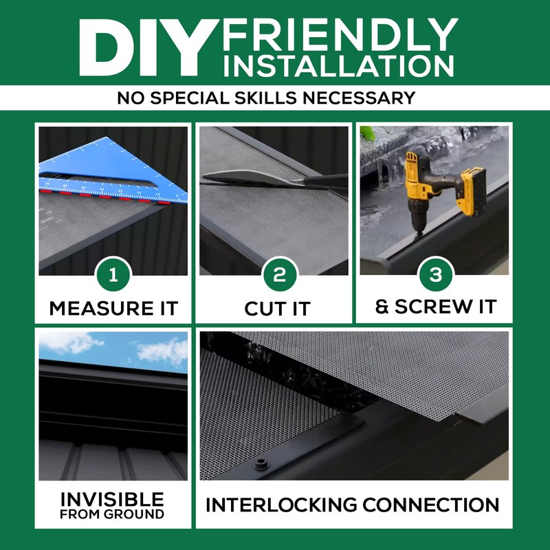 Waterlock DIY 5”Leaf Protection|Sample|Stainless Steel mesh|Black Aluminum Gutter Covers|Contractor Grade|Gutter