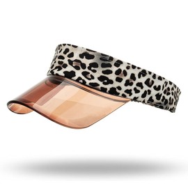thuizen Women Leopard Sun Cap Amber Brim Fashion Casual Sport Hollow Top Sun Visor Hat, White, One Size