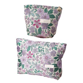 2 Pieces Floral Print Storage Bag, Retro Cosmetic Bag, Ele Cosmetic Bag, Travel Cosmetic Bag, Women's Storage Bag