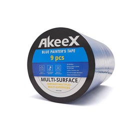 AkeeX Painters Tape, Masking Tape, 9pk Bulk, Blue, 1 inch Wide (2.5 cm)