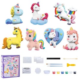 Kit de Pintura para Niños y Manualidades, Kit de Pintura de Yeso, Pintura de tus propios DDinosaurios espaciales y Figuras de Vida Marina, Kit de Pintura de Cerámica para Niños, Niñas (Unicorn)